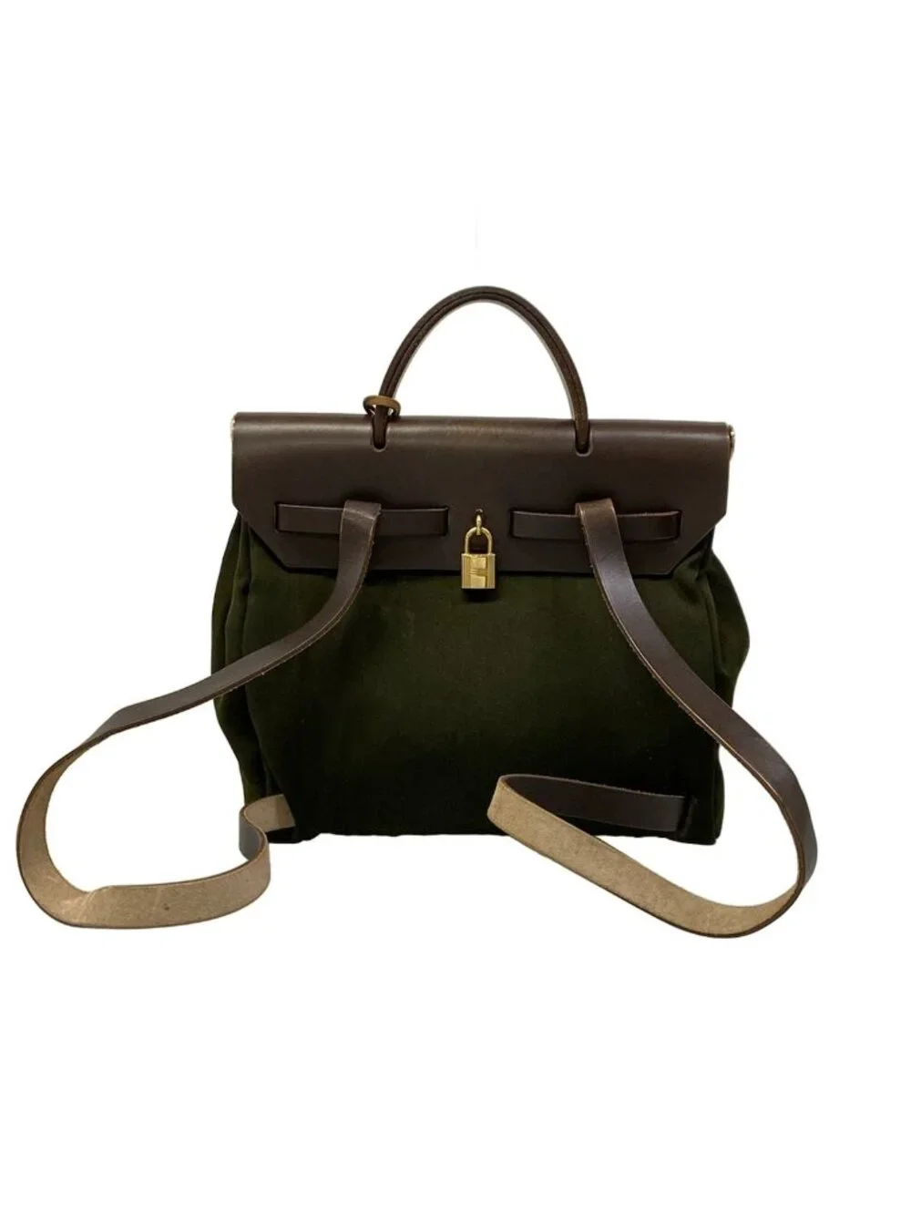 Hermes Backpack Herbag a Dos PM Khaki Dark Brown
